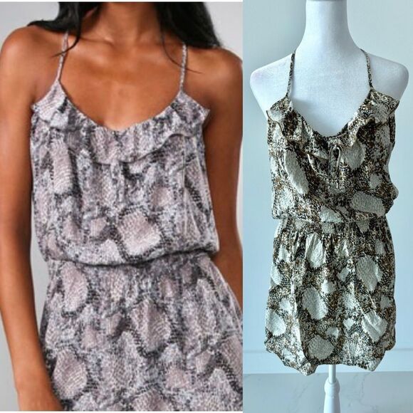 Parker Ruffle Racerback Mini Dress Sz Large - Picture 1 of 6